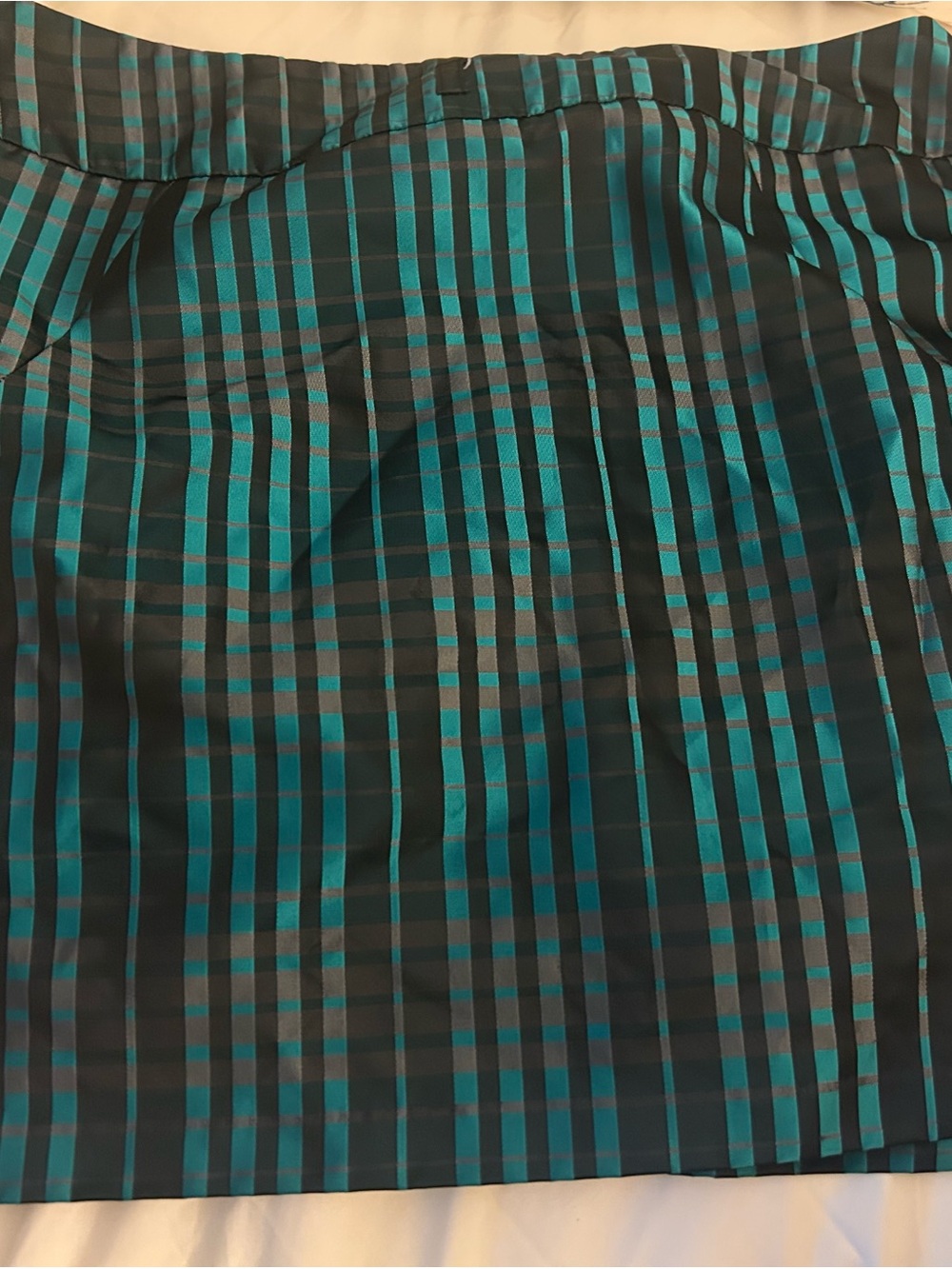 River Island Teal and Black Plaid Skirt